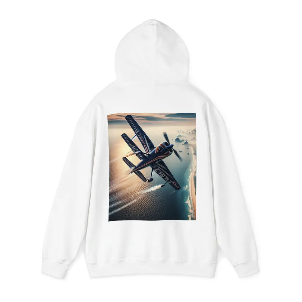 Aerobatic Biplane Flying Over Coastal Waters – Hoodies