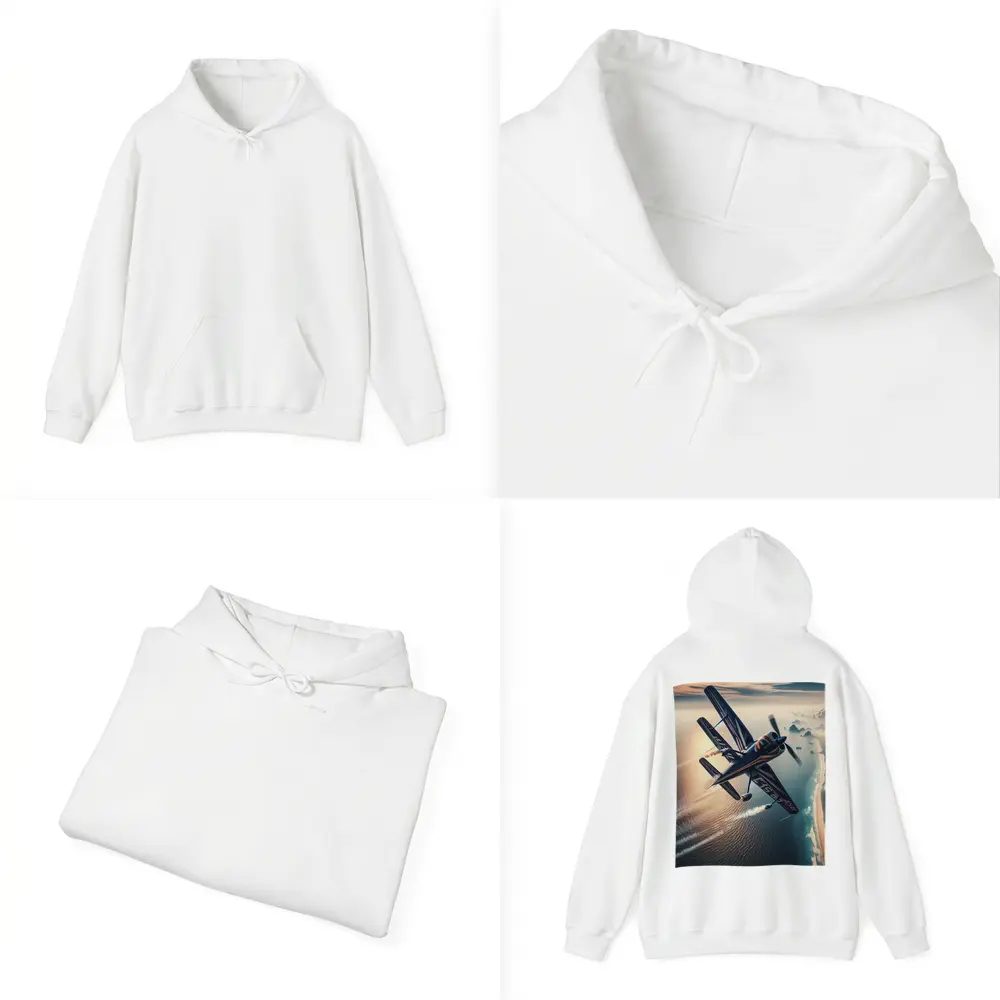Aerobatic Biplane Flying Over Coastal Waters – Hoodies