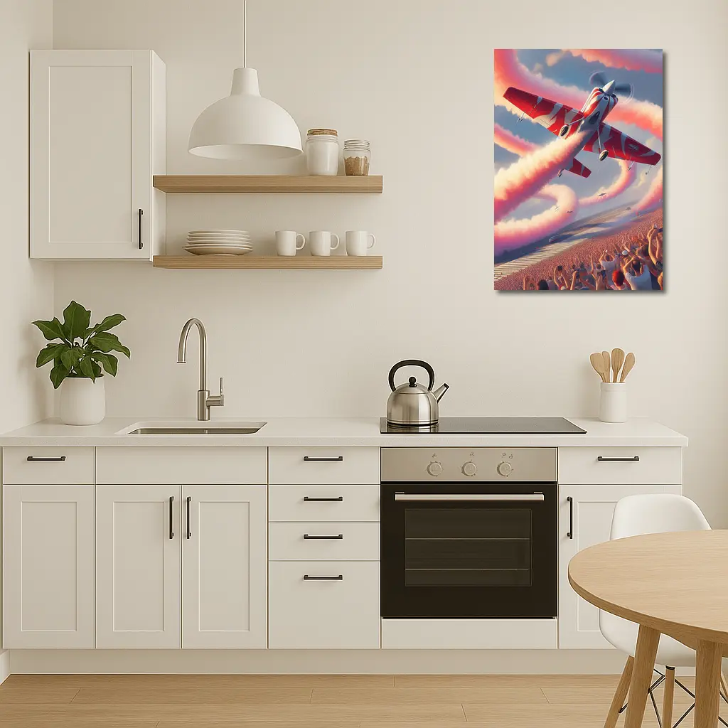 Red Aerobatic Plane Smoke Trail Airshow Crowd – Wall Art