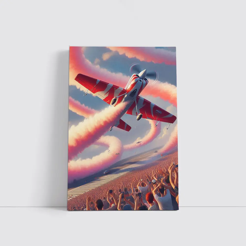 Red Aerobatic Plane Smoke Trail Airshow Crowd – Wall Art