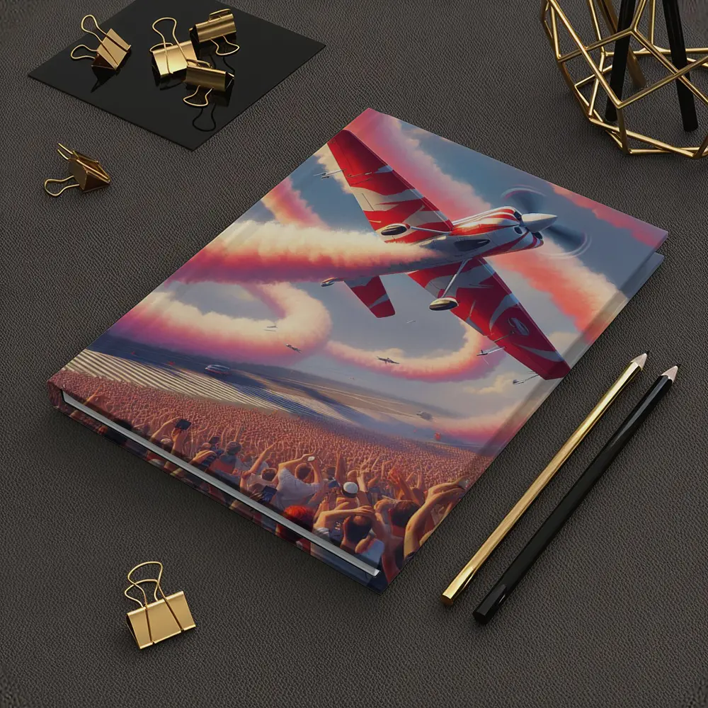 Red Aerobatic Plane Smoke Trail Airshow Crowd – Notebooks