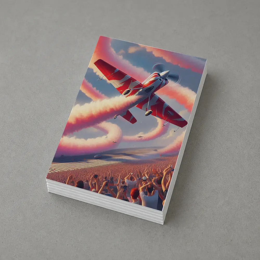 Red Aerobatic Plane Smoke Trail Airshow Crowd – Postcards