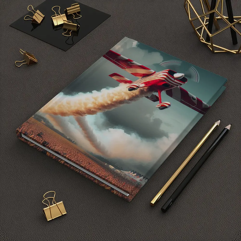 Red Striped Aerobatic Plane Over Crowd – Notebooks
