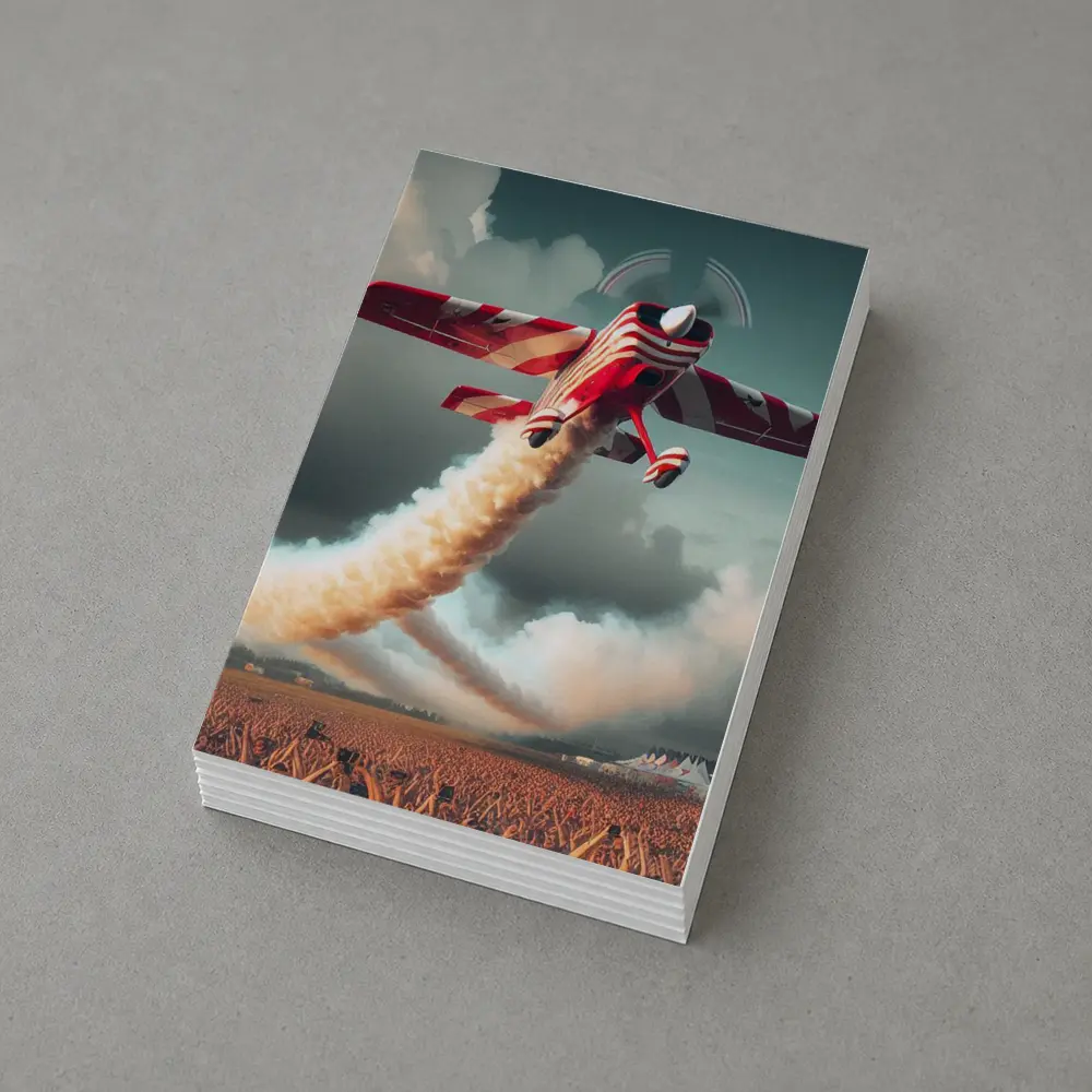 Red Striped Aerobatic Plane Over Crowd – Postcards