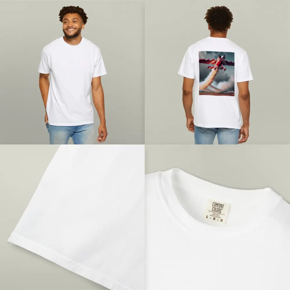 Red Striped Aerobatic Plane Over Crowd – T-Shirts