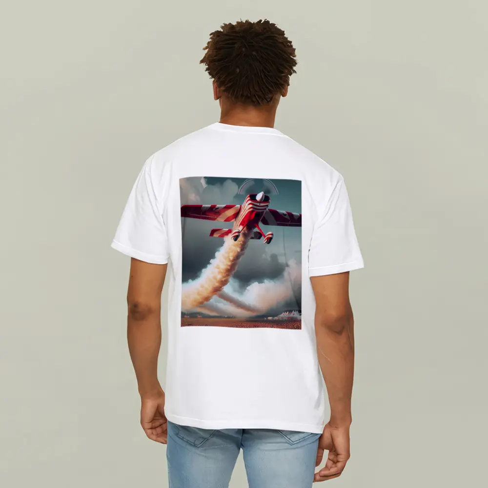 Red Striped Aerobatic Plane Over Crowd – T-Shirts