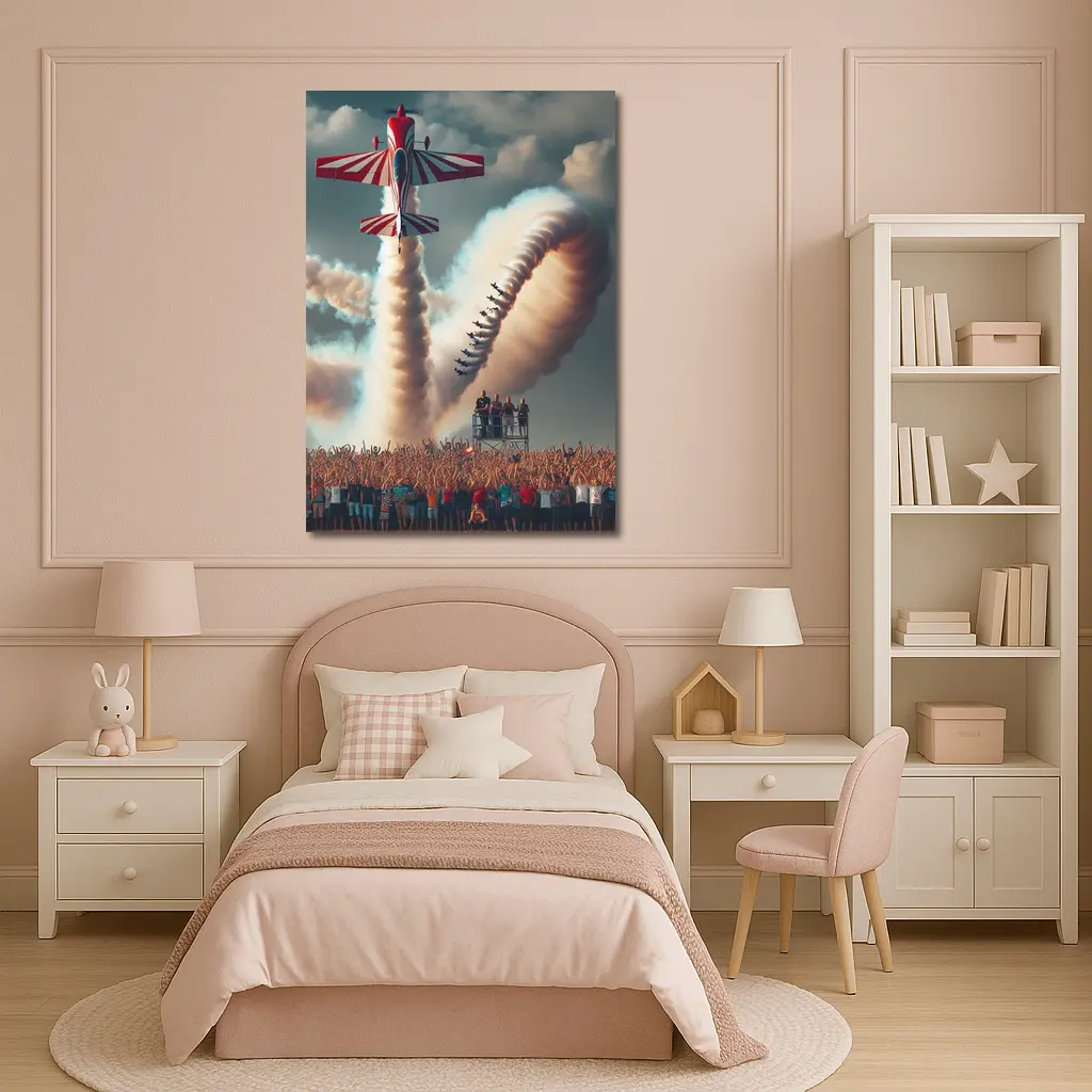 Aerobatic Plane Air Show Crowd Spectacle – Wall Art