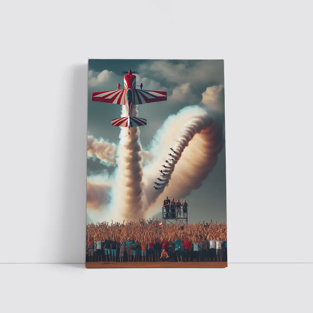 Aerobatic Plane Air Show Crowd Spectacle – Wall Art