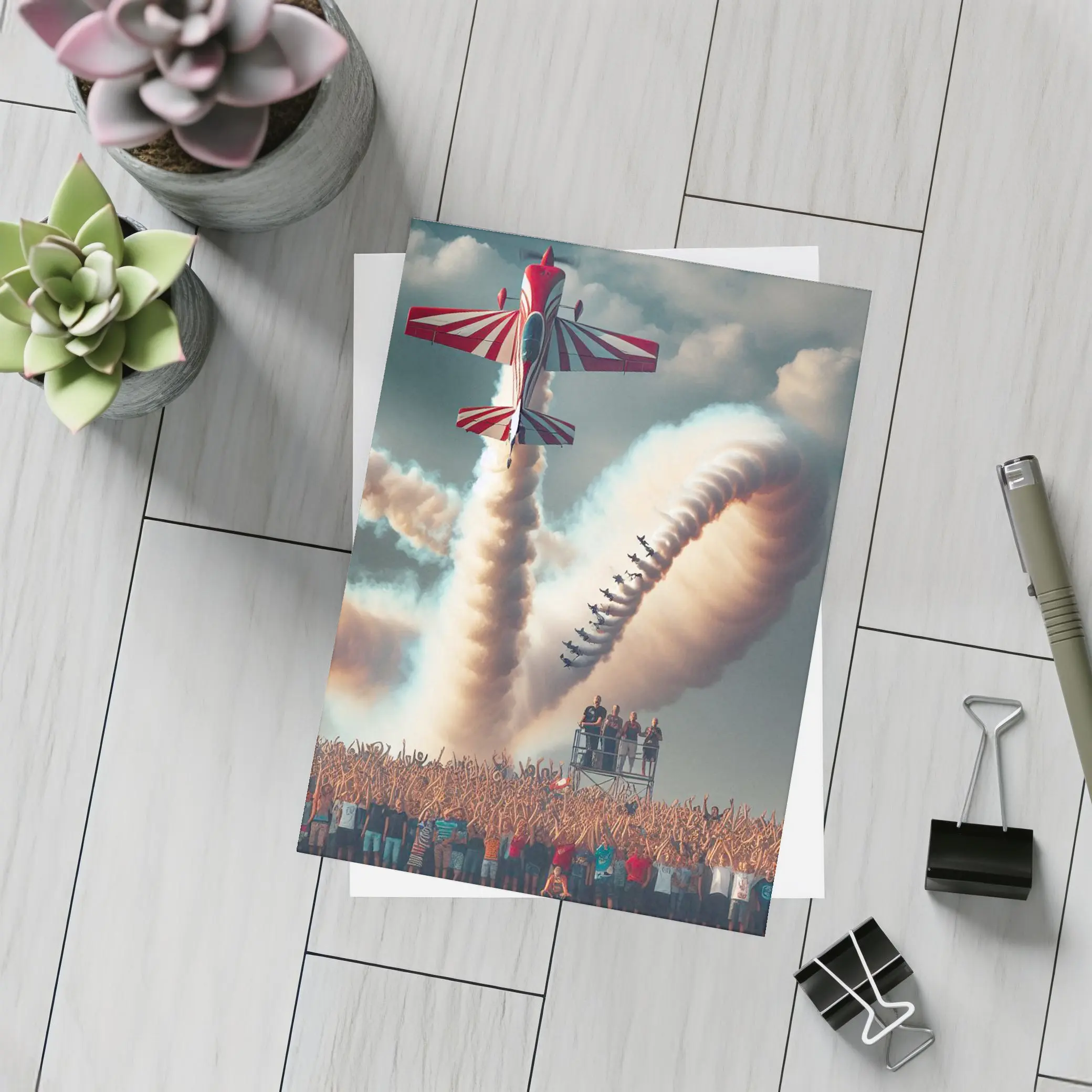Aerobatic Plane Air Show Crowd Spectacle – Postcards