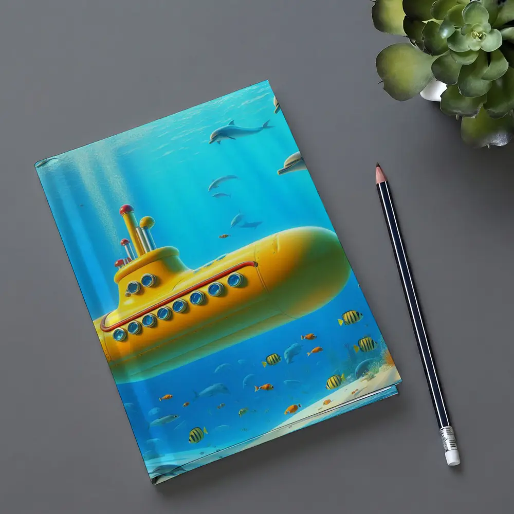 Yellow Submarine Underwater Ocean Dolphins Fish – Notebooks