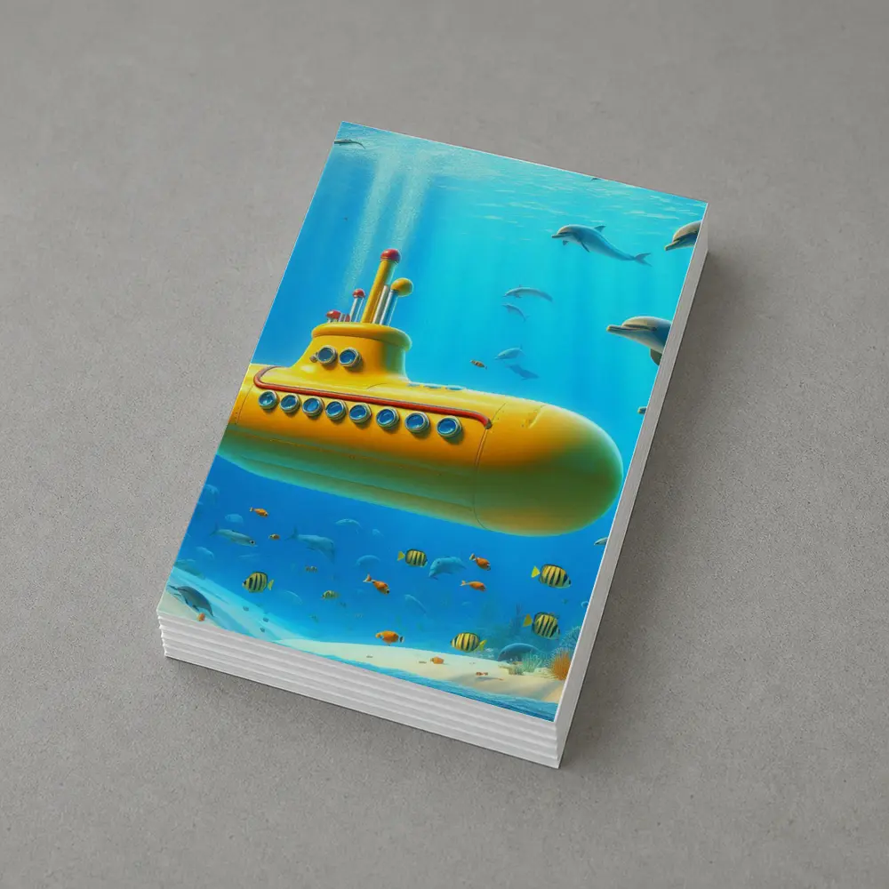 Yellow Submarine Underwater Ocean Dolphins Fish – Postcards
