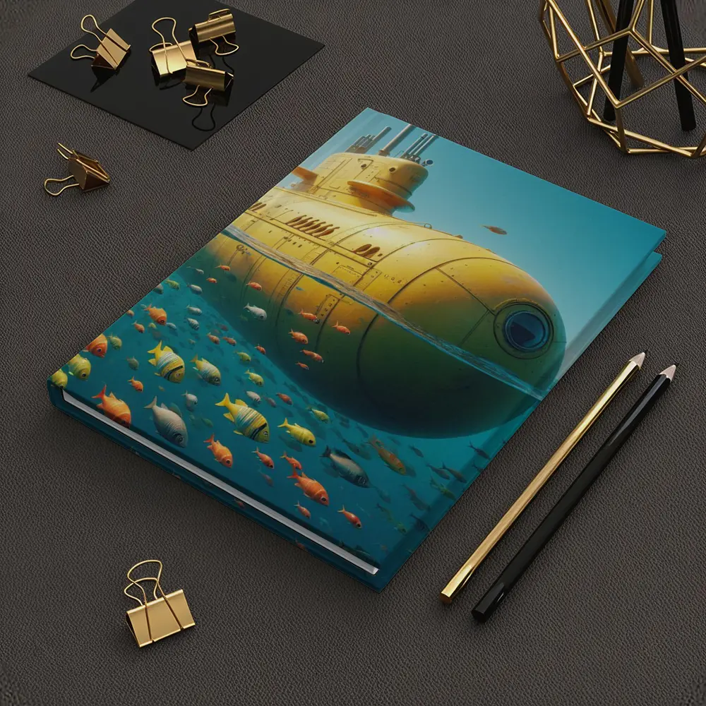 Yellow Submarine Floating Above Tropical Fish – Notebooks