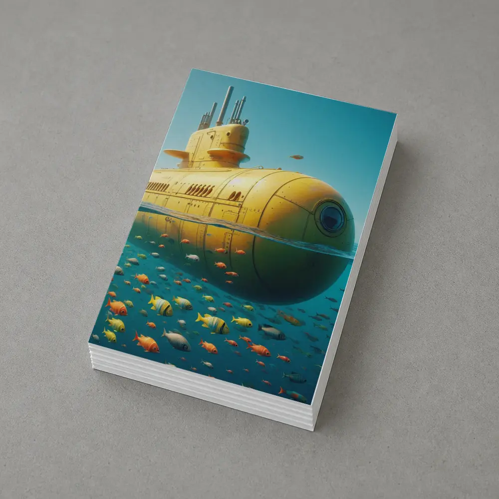Yellow Submarine Floating Above Tropical Fish – Postcards