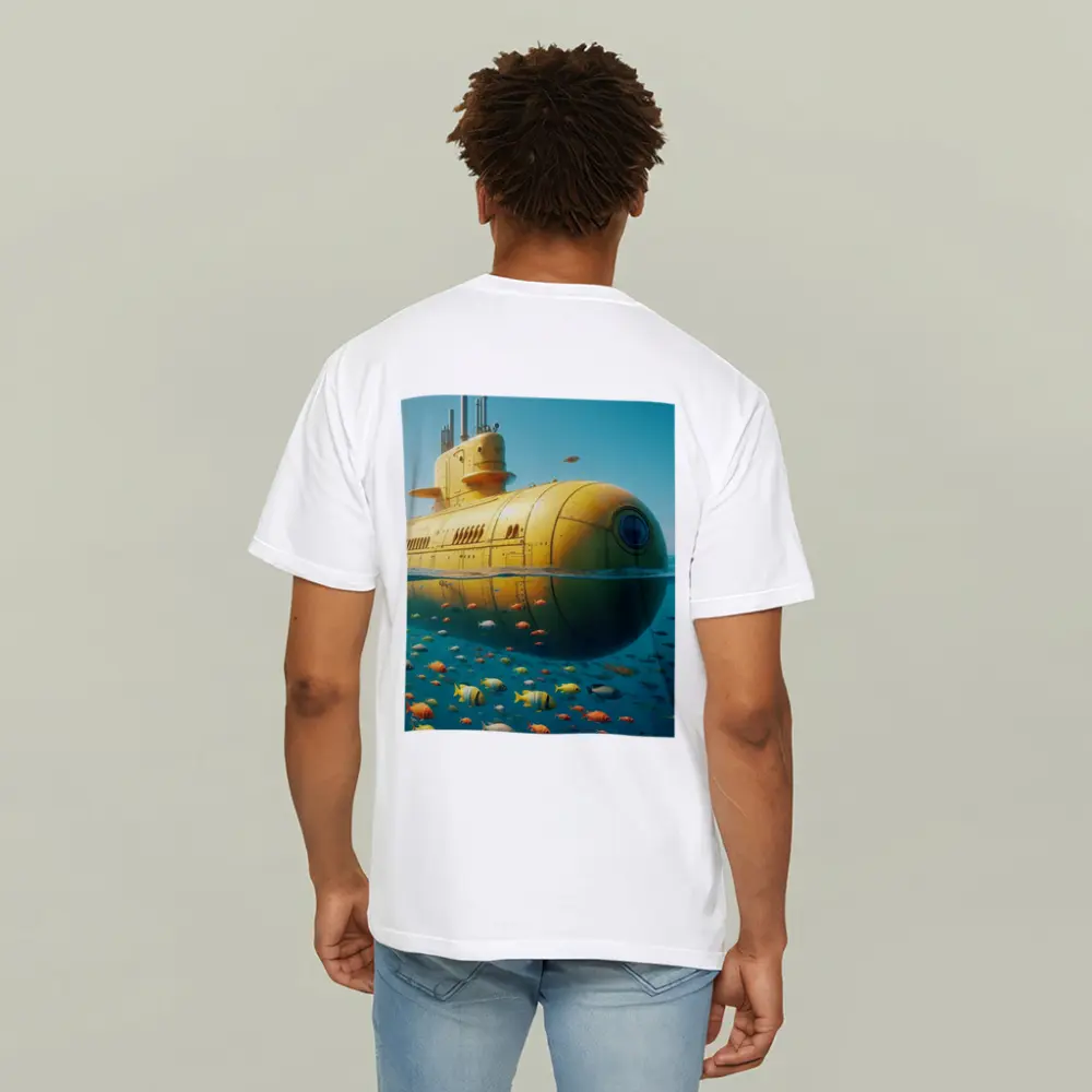 Yellow Submarine Floating Above Tropical Fish – T-Shirts