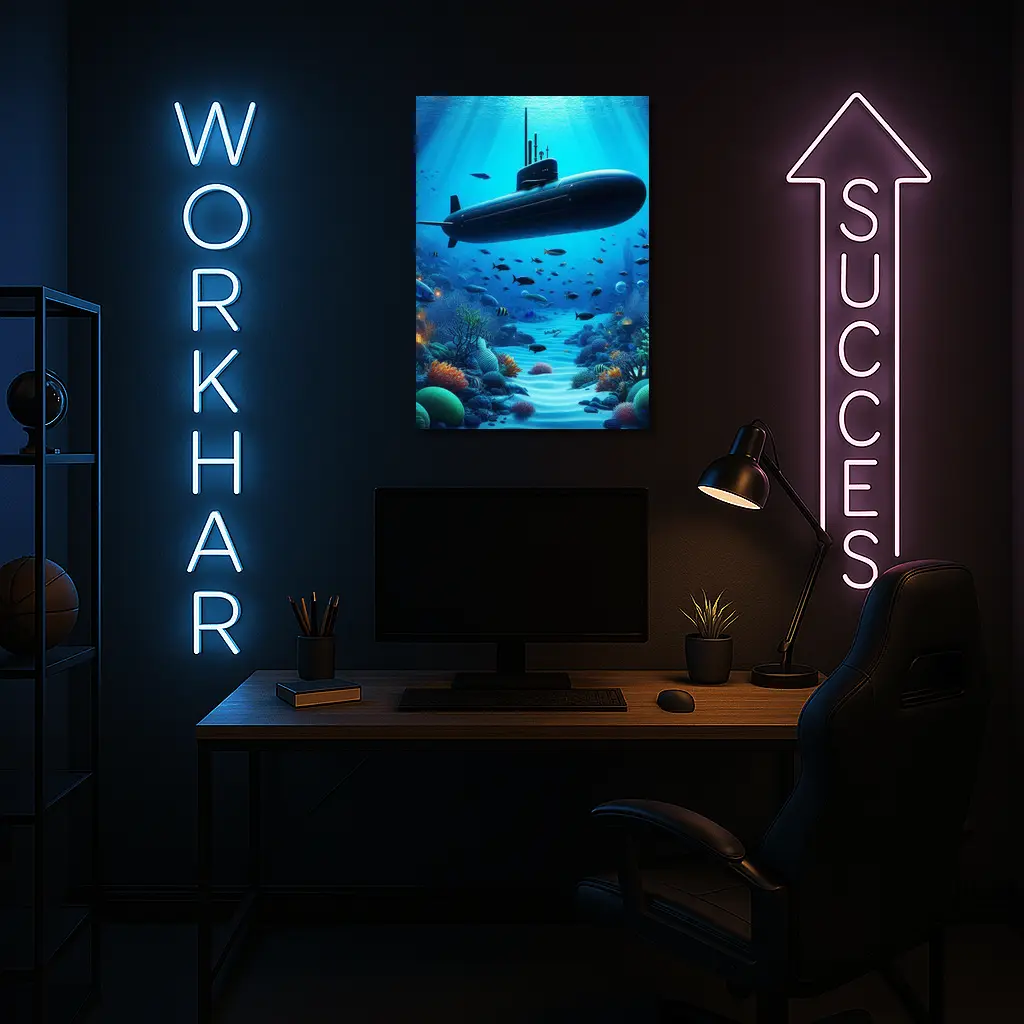 Military Submarine Underwater Ocean Coral Reef – Wall Art