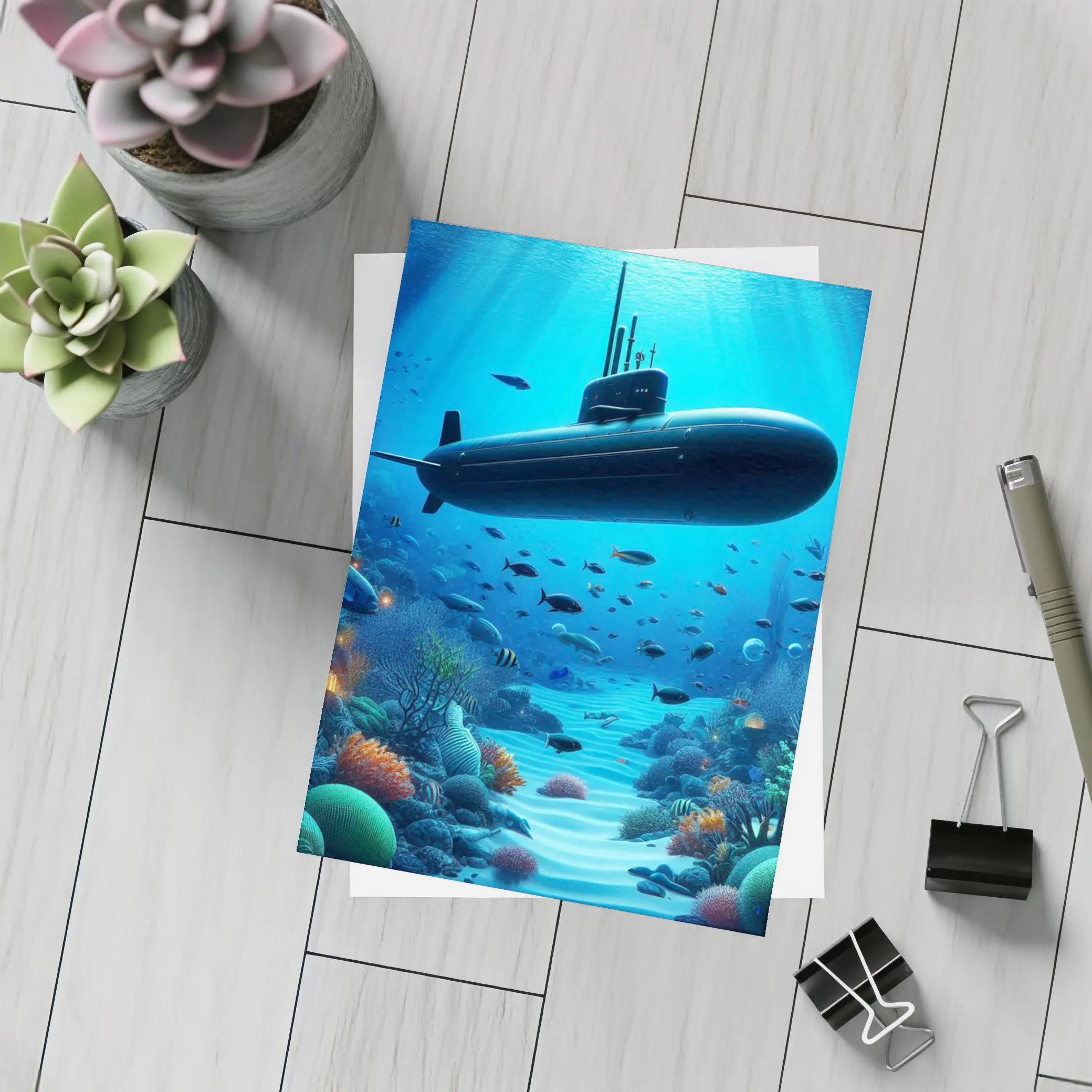 Military Submarine Underwater Ocean Coral Reef – Postcards