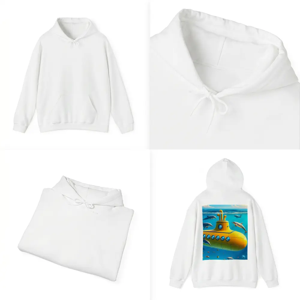 Yellow Submarine Underwater Dolphins Ocean Scene – Hoodies