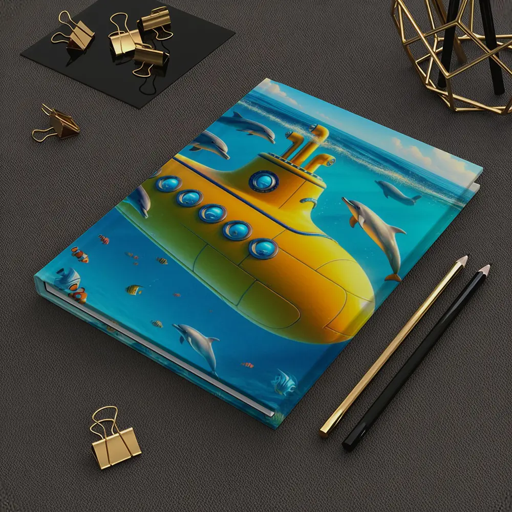Yellow Submarine Underwater Dolphins Ocean Scene – Notebooks