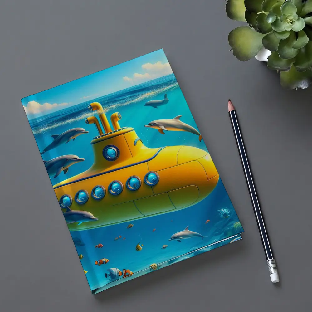 Yellow Submarine Underwater Dolphins Ocean Scene – Notebooks