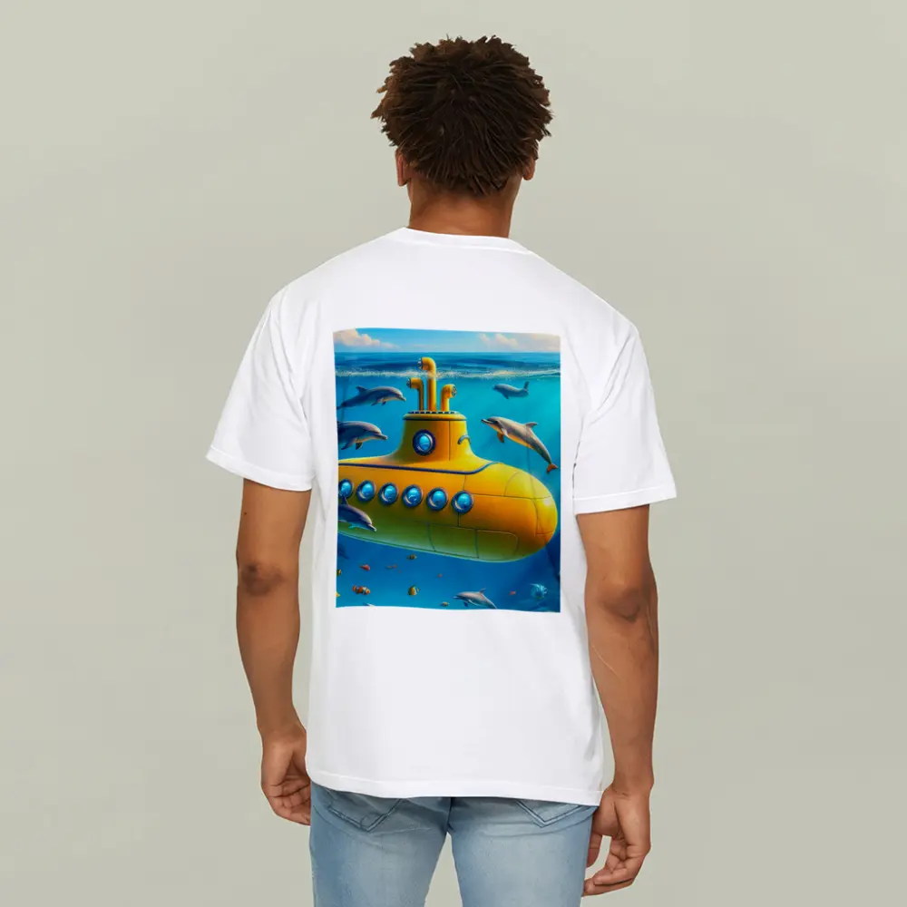 Yellow Submarine Underwater Dolphins Ocean Scene – T-Shirts