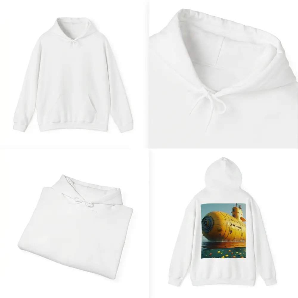 Yellow Submarine Surfacing Over Tropical Fish – Hoodies