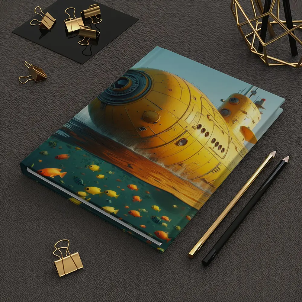 Yellow Submarine Surfacing Over Tropical Fish – Notebooks