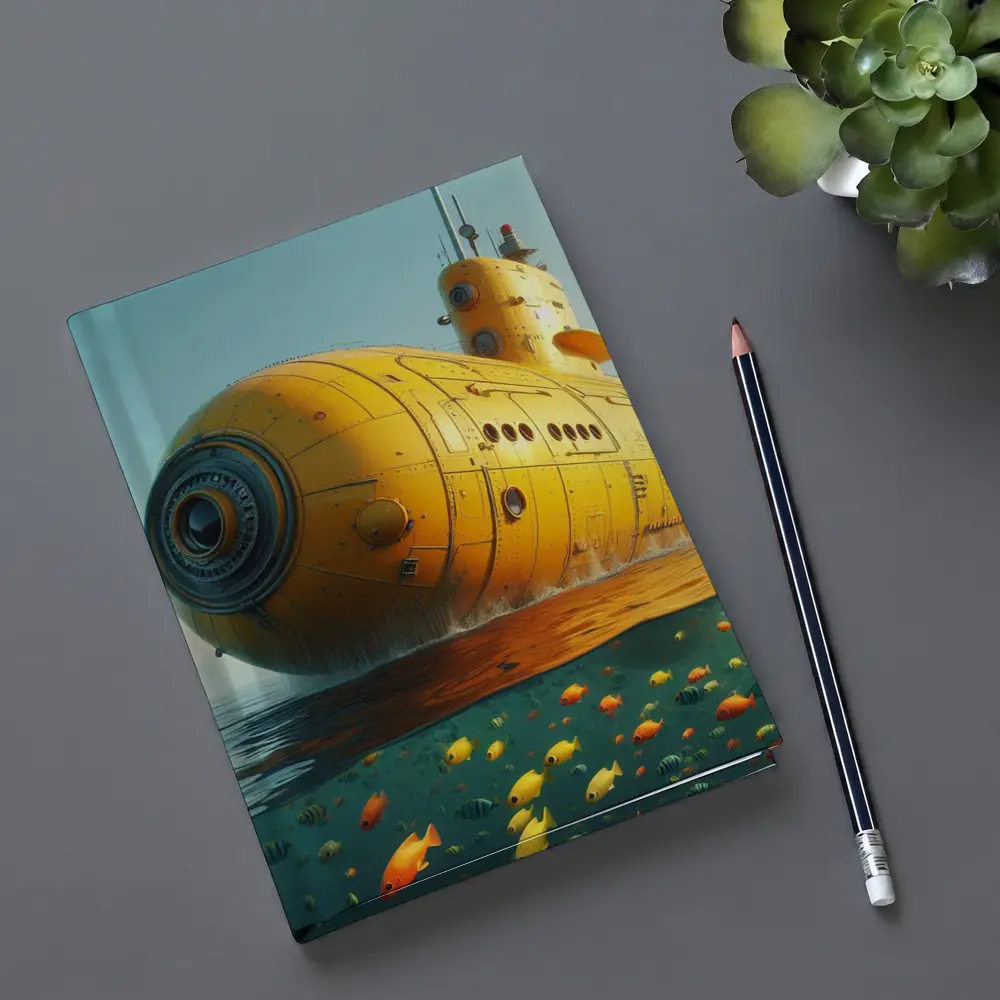 Yellow Submarine Surfacing Over Tropical Fish – Notebooks