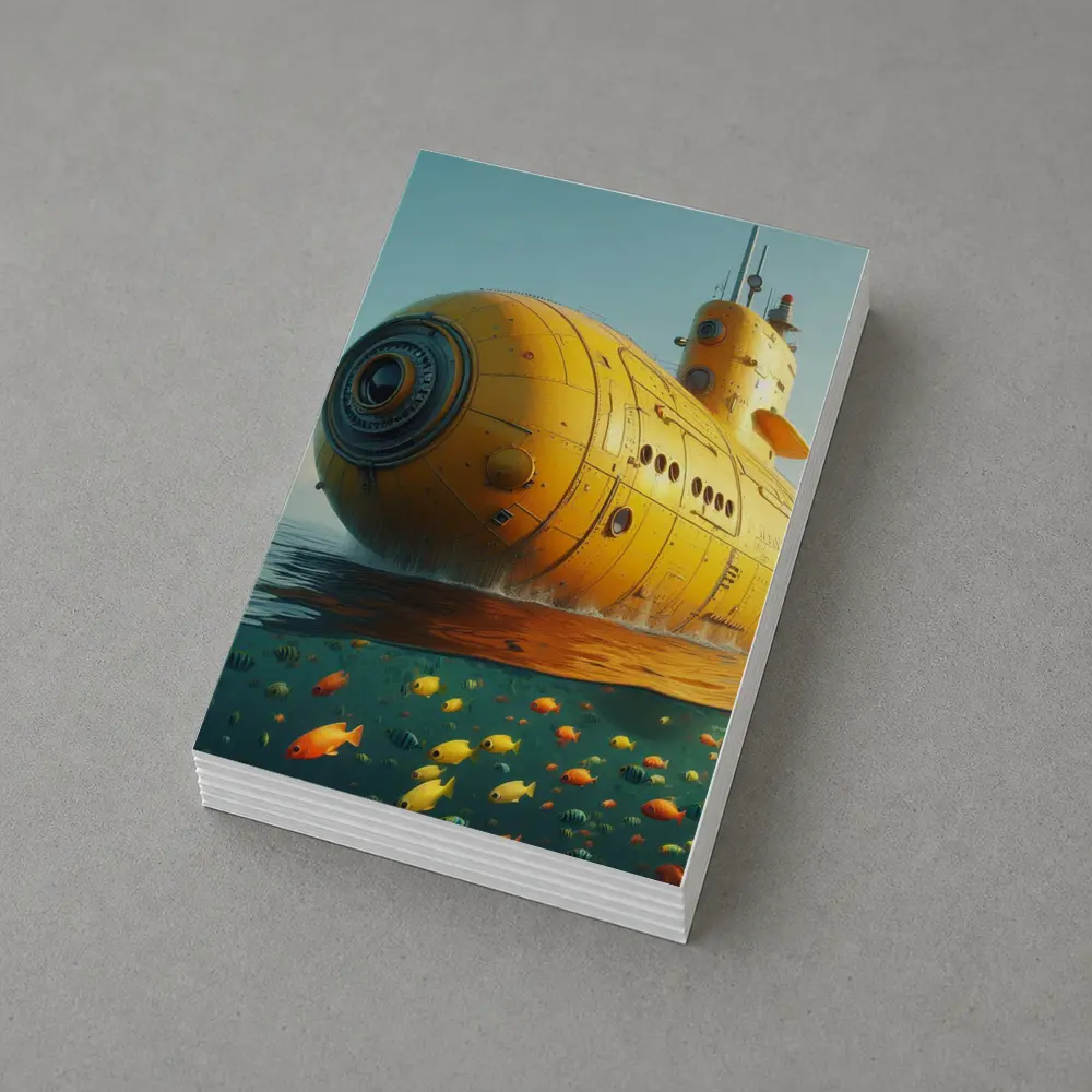 Yellow Submarine Surfacing Over Tropical Fish – Postcards