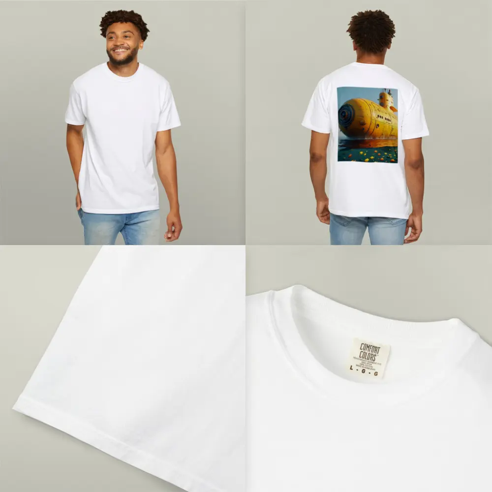 Yellow Submarine Surfacing Over Tropical Fish – T-Shirts