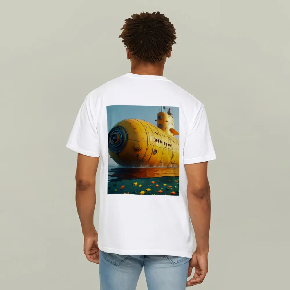 Yellow Submarine Surfacing Over Tropical Fish – T-Shirts