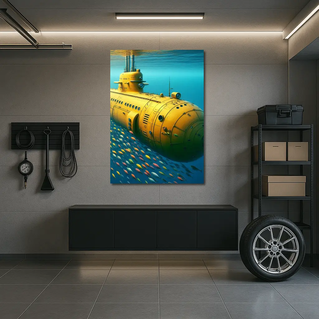 Yellow Submarine Underwater Ocean Fish School – Wall Art