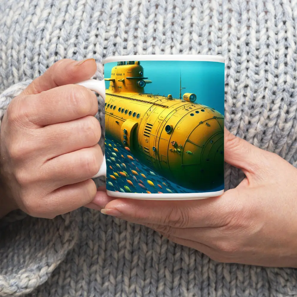 Yellow Submarine Underwater Ocean Fish School – Mugs
