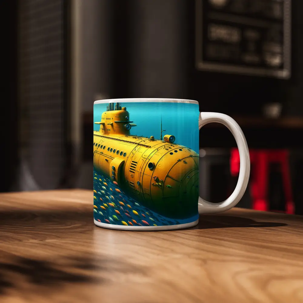 Yellow Submarine Underwater Ocean Fish School – Mugs