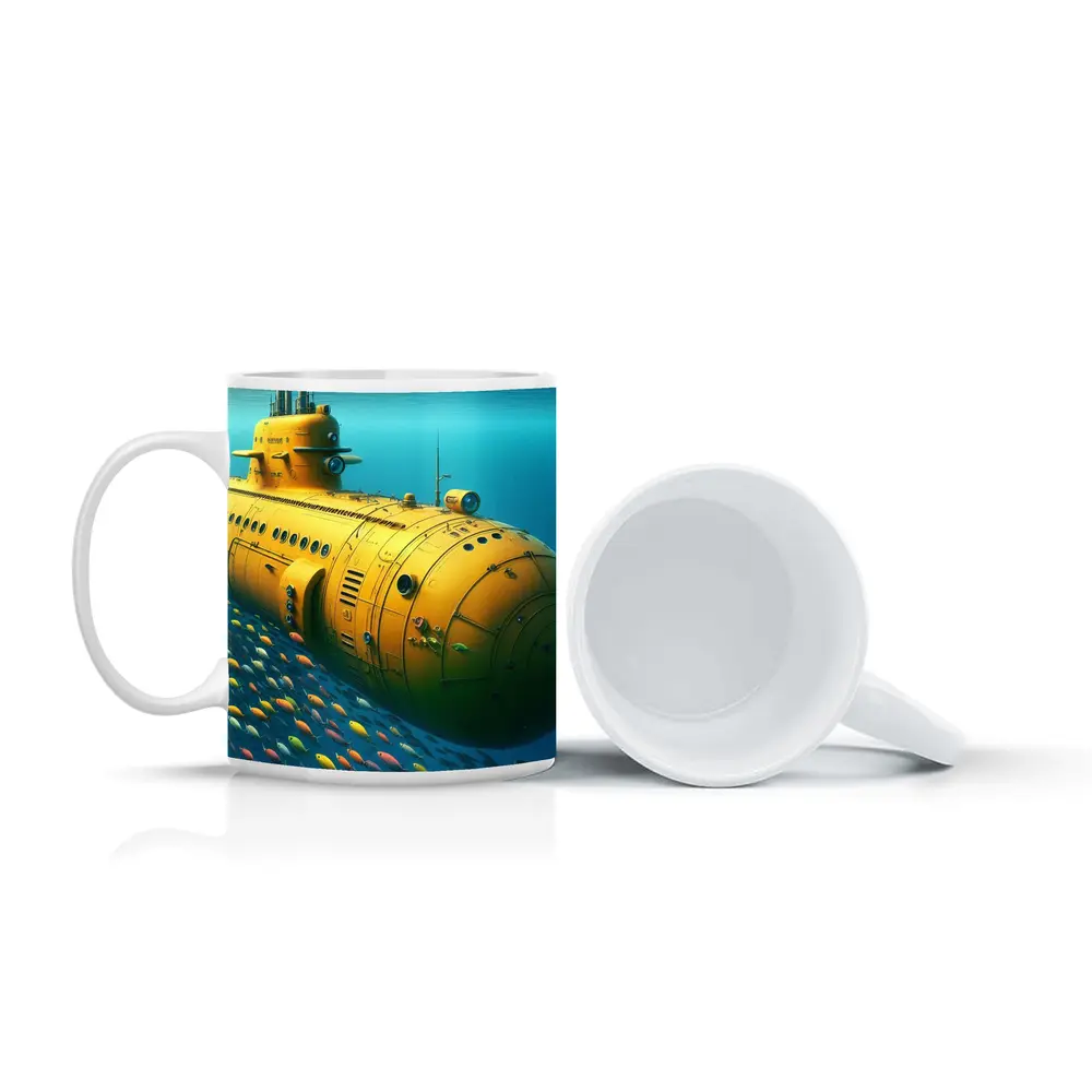 Yellow Submarine Underwater Ocean Fish School – Mugs