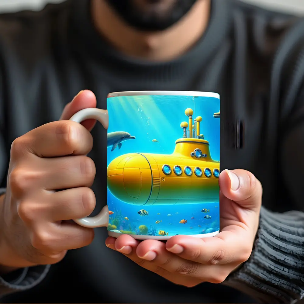 Yellow Submarine Underwater Ocean Scene Art – Mugs
