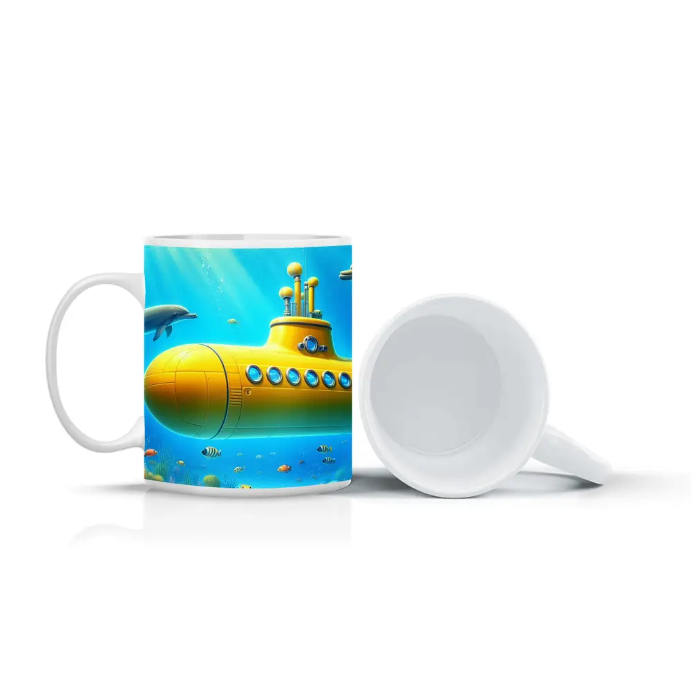 Yellow Submarine Underwater Ocean Scene Art – Mugs