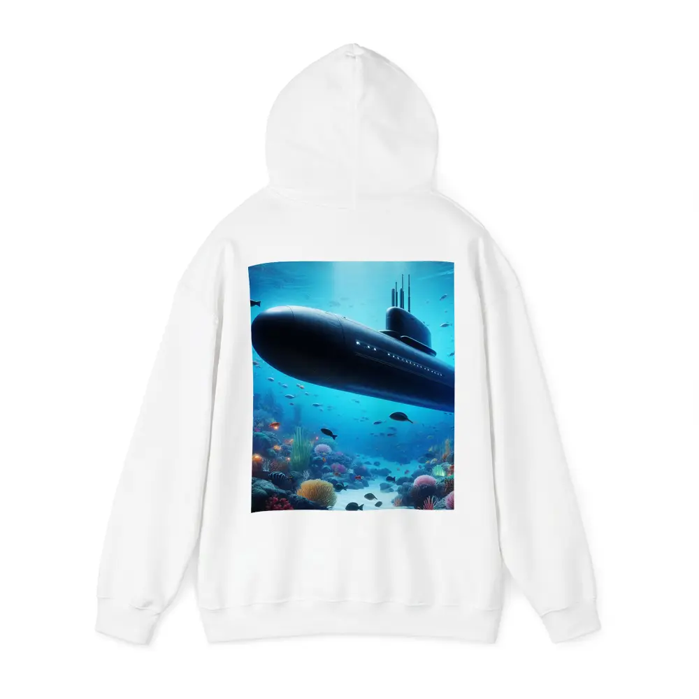Military Submarine Gliding Over Coral Reef – Hoodies