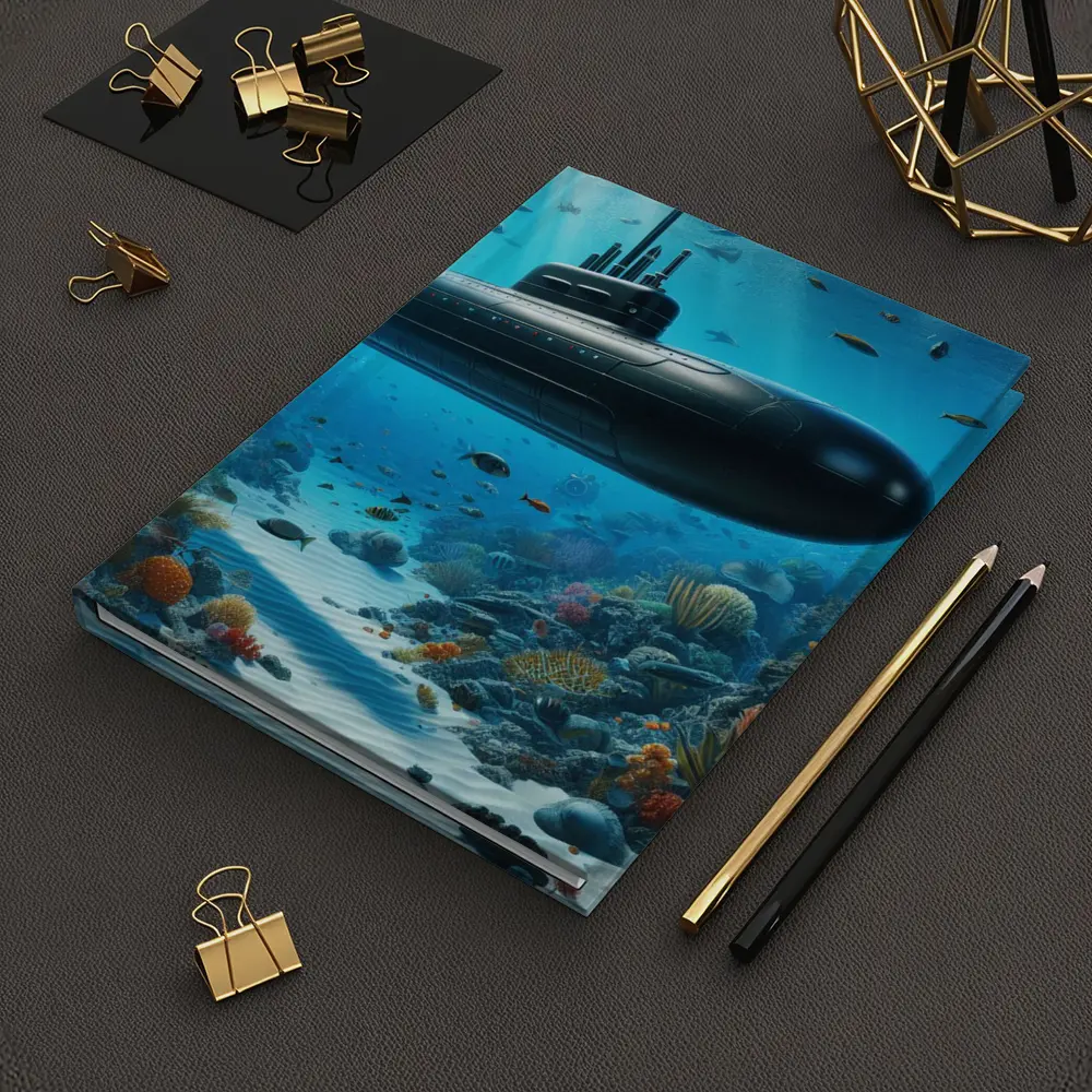 Black Submarine Underwater Coral Reef Scene – Notebooks