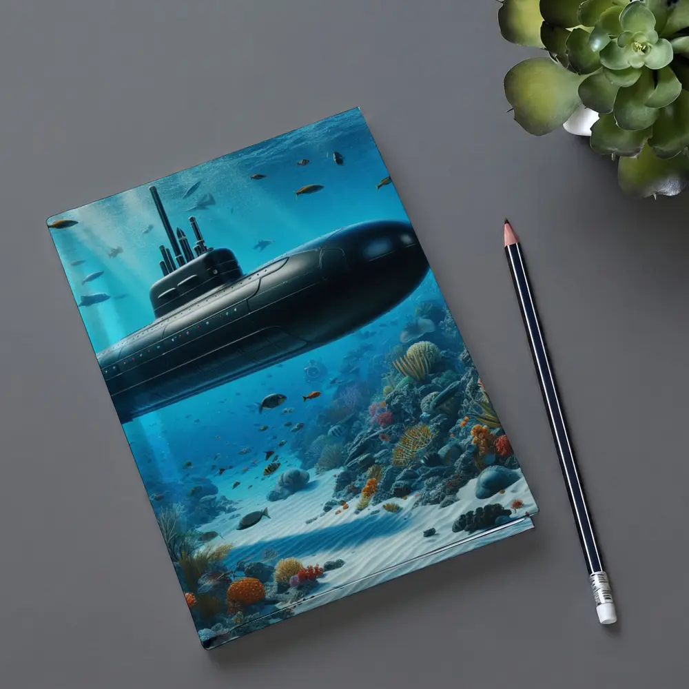 Black Submarine Underwater Coral Reef Scene – Notebooks