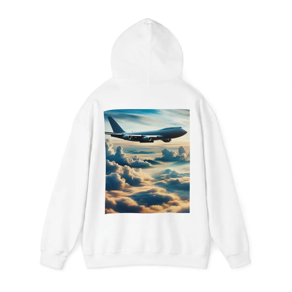 Large Airplane Flying Above Golden Clouds – Hoodies