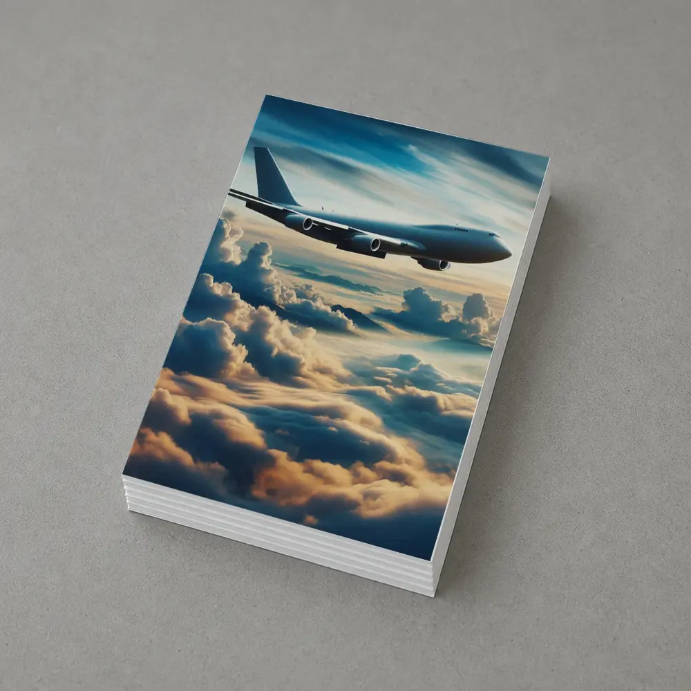 Large Airplane Flying Above Golden Clouds – Postcards