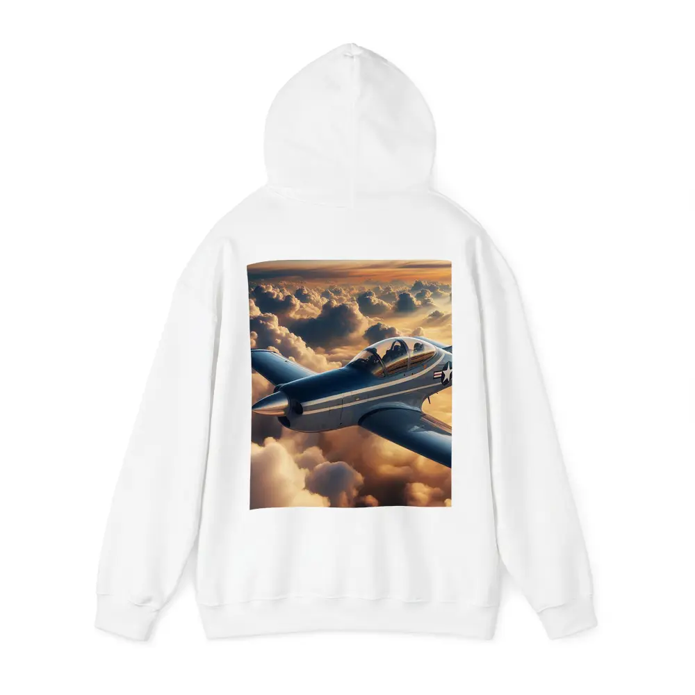 Vintage Military Airplane Flying Above Clouds – Hoodies