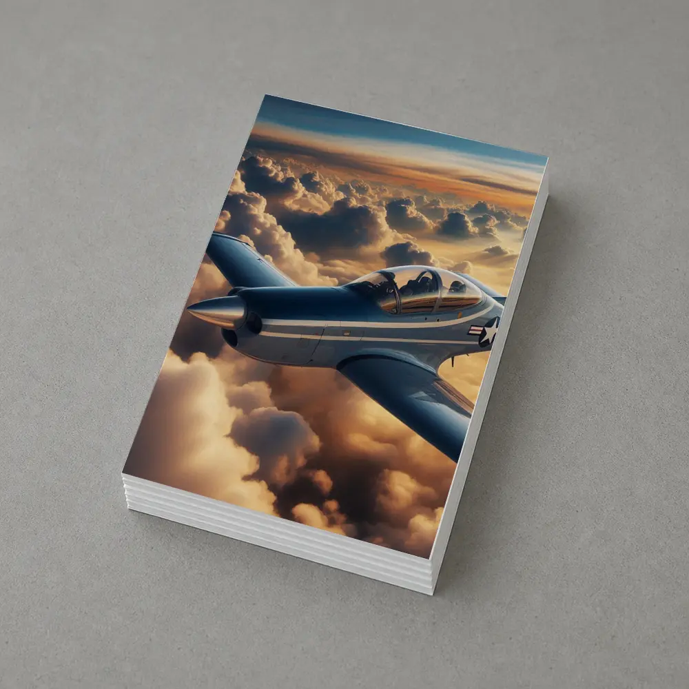 Vintage Military Airplane Flying Above Clouds – Postcards