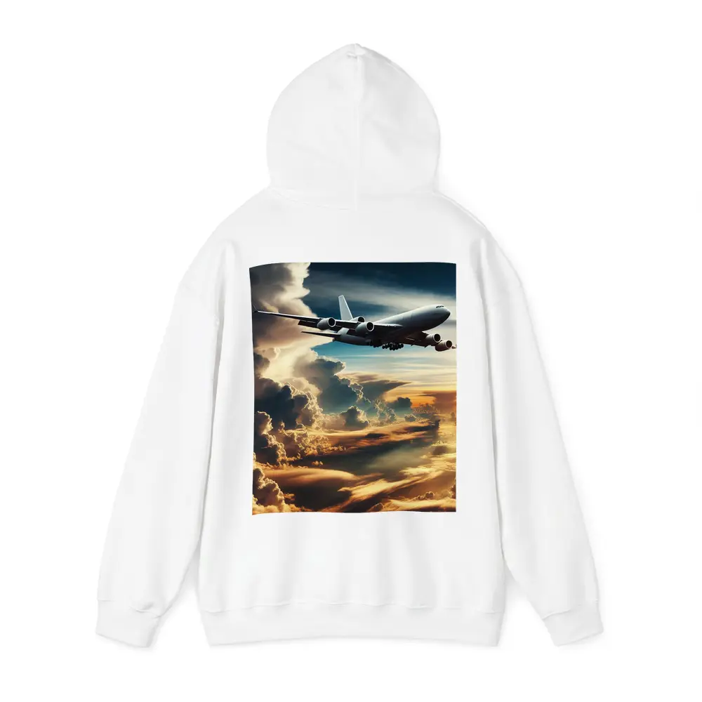 Commercial Airplane Flying Through Dramatic Storm Clouds – Hoodies