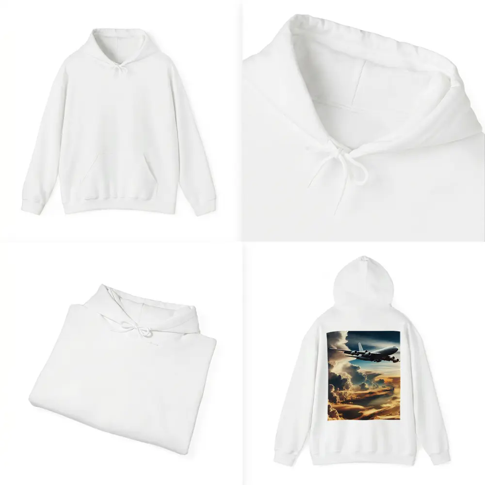 Commercial Airplane Flying Through Dramatic Storm Clouds – Hoodies