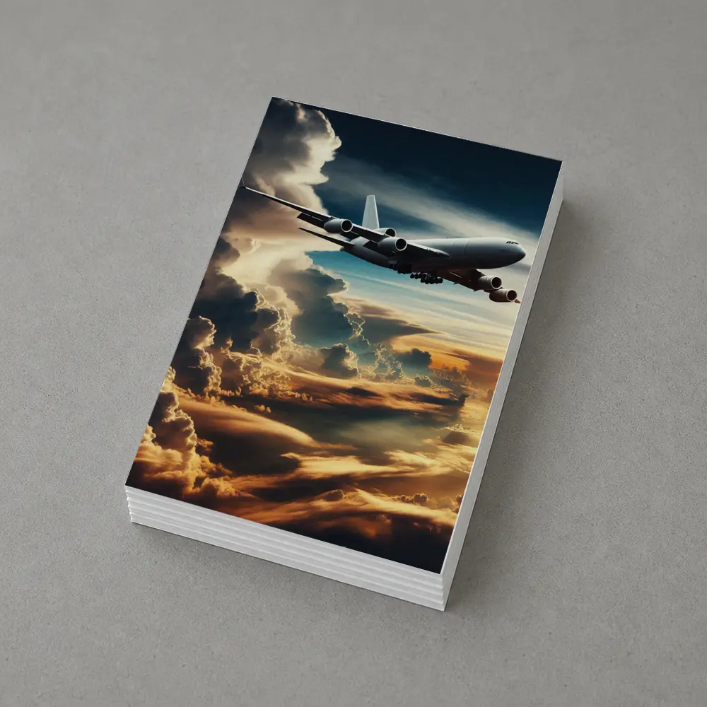 Commercial Airplane Flying Through Dramatic Storm Clouds – Postcards