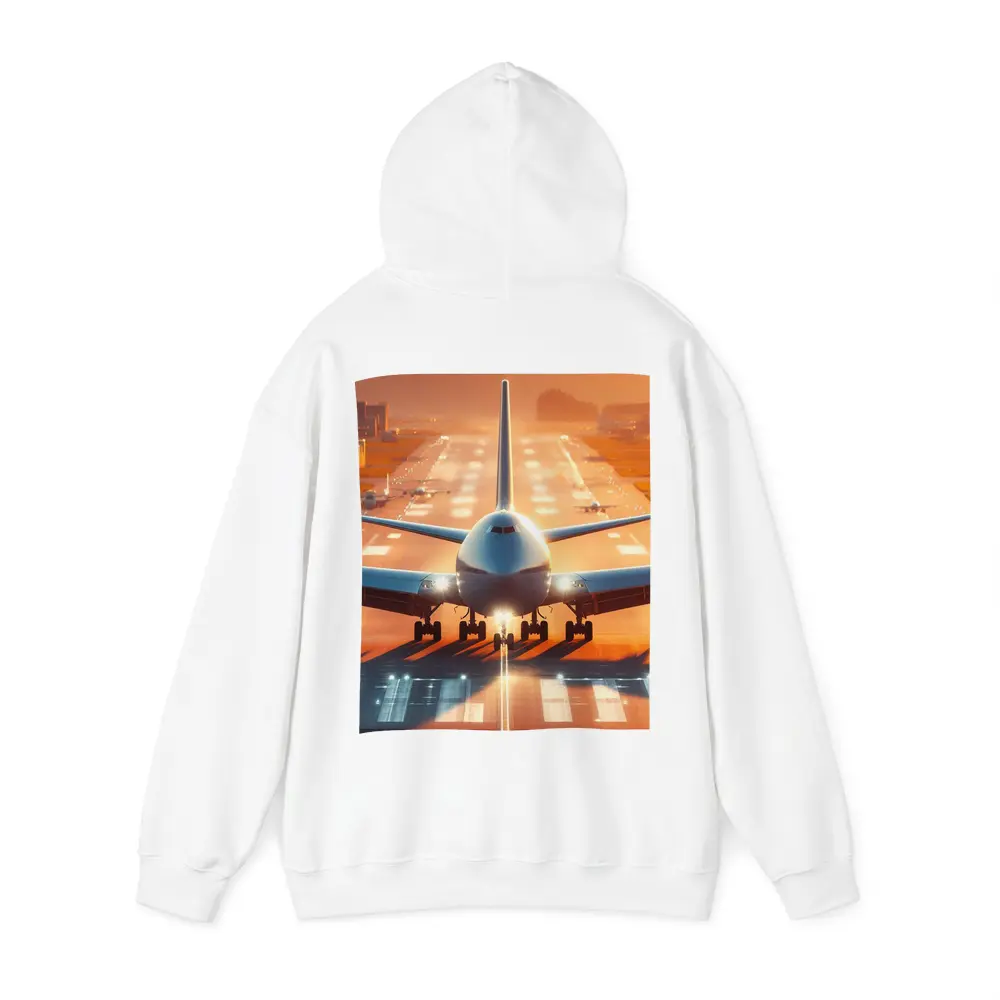 Commercial Airplane Taking Off Sunset Runway – Hoodies