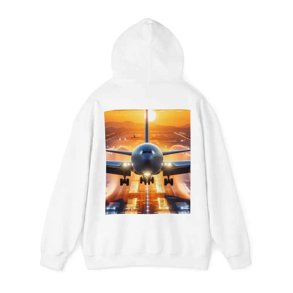 Commercial Airplane Taking Off Sunset Runway – Hoodies