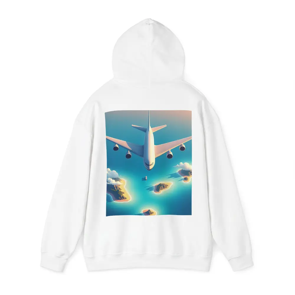 Large Airplane Flying Over Tropical Islands – Hoodies