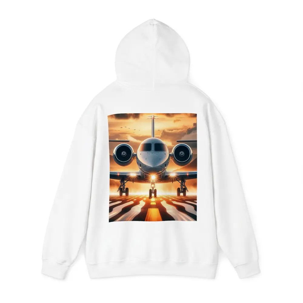 Private Jet On Runway At Sunset – Hoodies